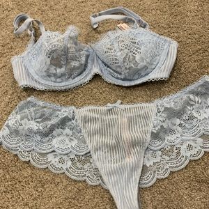 VS sexy sheer blue little-bo-peep lingerie set